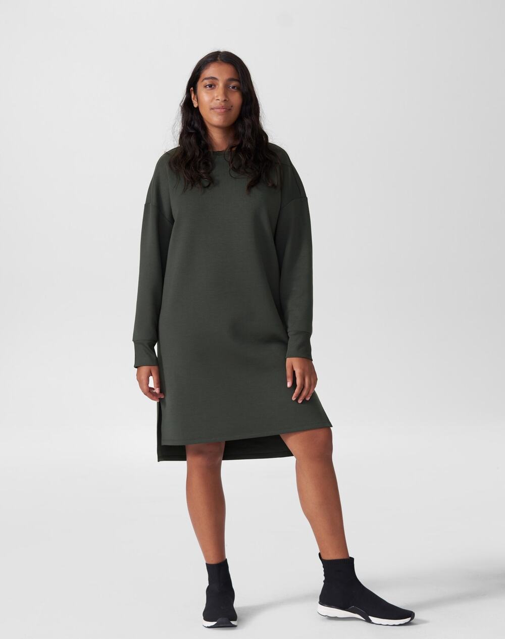 Universal Standard Rosie Side Slit Oversized Sweatshirt Dress Olive Green Size 0
